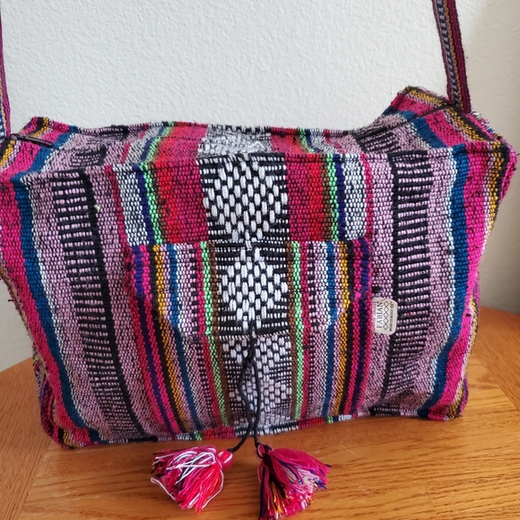 Handcrafted Colorful Striped Boho Women's Shoulder Bag - Picture 4 of 15